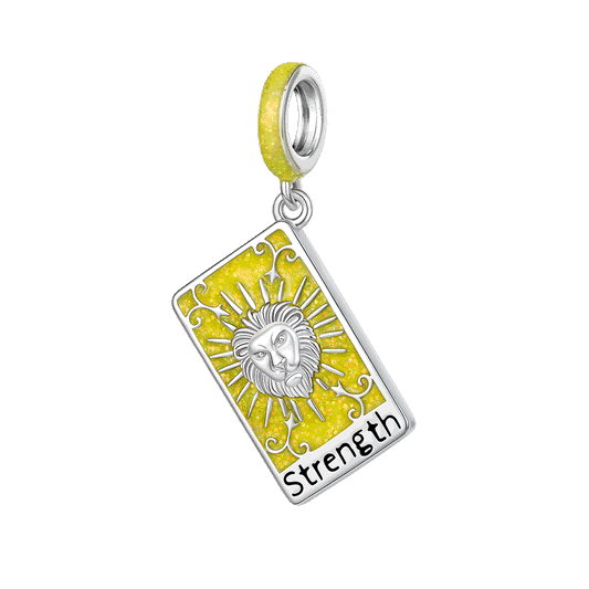 Gnoce Strength Tarot Card Glow-in-the-Dark Charm Platinum-plated Silver Blend_1