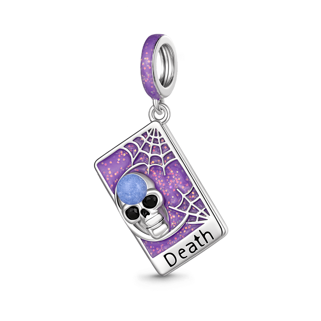 Gnoce Death Tarot Card Glow-in-the-Dark Charm Platinum-plated Silver Blend_2