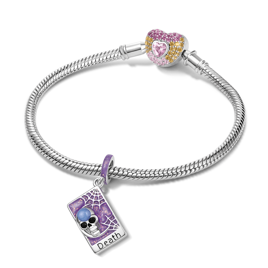 Gnoce Death Tarot Card Glow-in-the-Dark Charm Platinum-plated Silver Blend_4