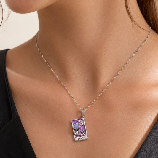Gnoce Death Tarot Card Glow-in-the-Dark Charm Platinum-plated Silver Blend_3