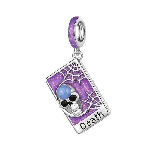 Gnoce Death Tarot Card Glow-in-the-Dark Charm Platinum-plated Silver Blend_1
