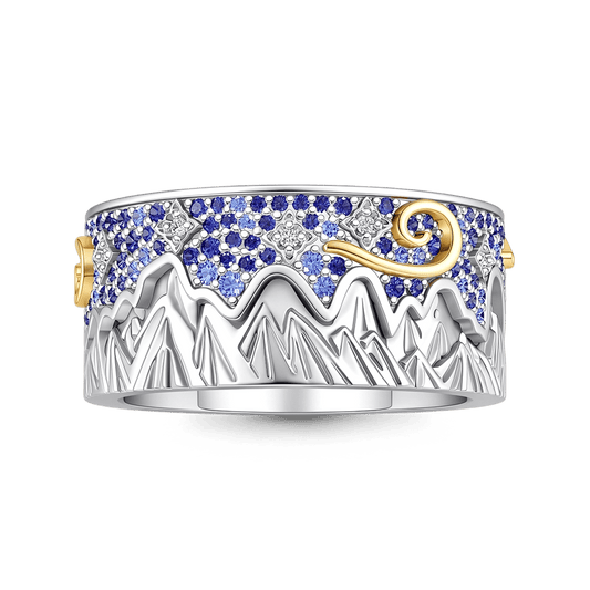 Gnoce Mountain Cloud Starry Sky Ring Platinum-plated Silver Blend_1