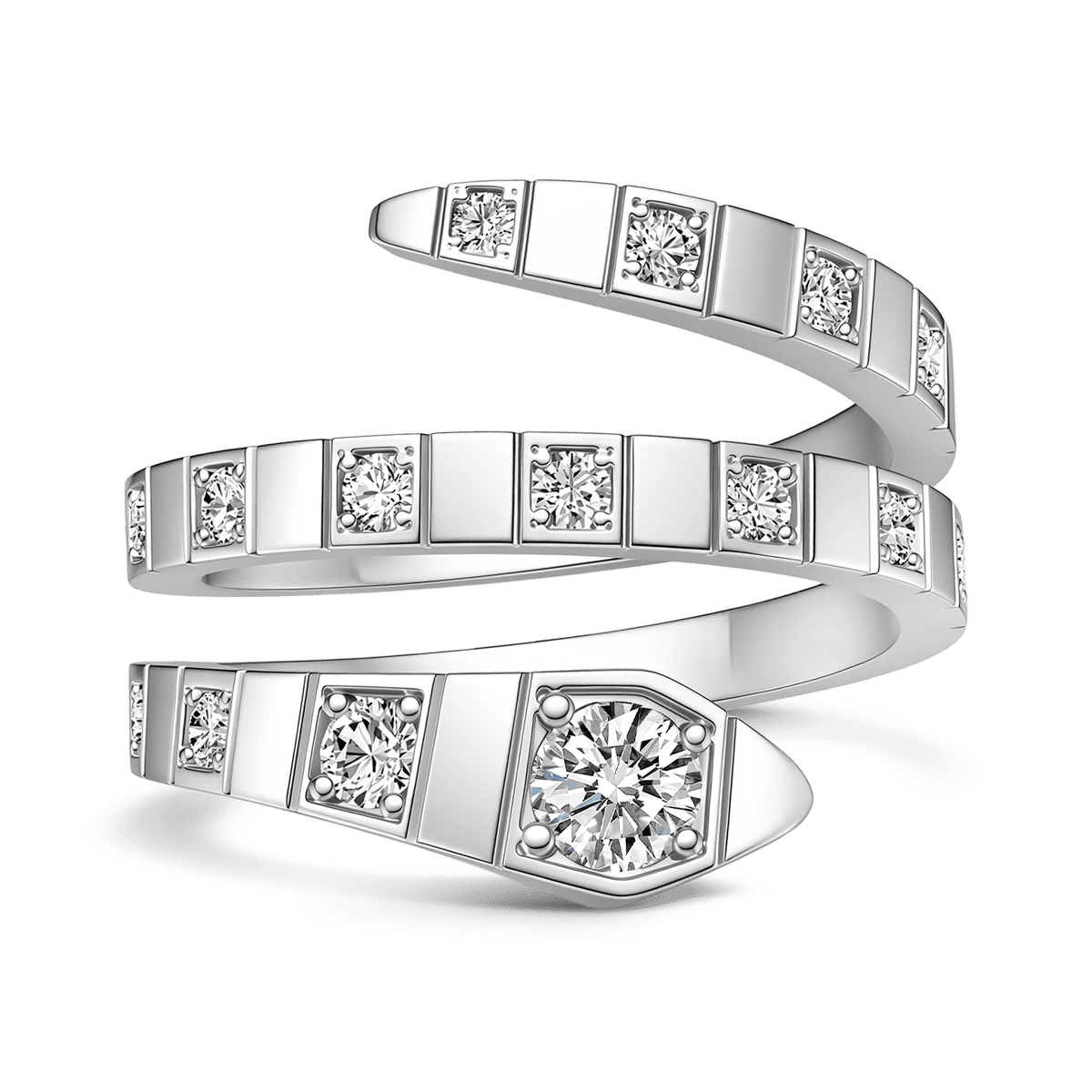 Gnoce Coiled Snake Wrap Ring Platinum-plated Silver Blend_1