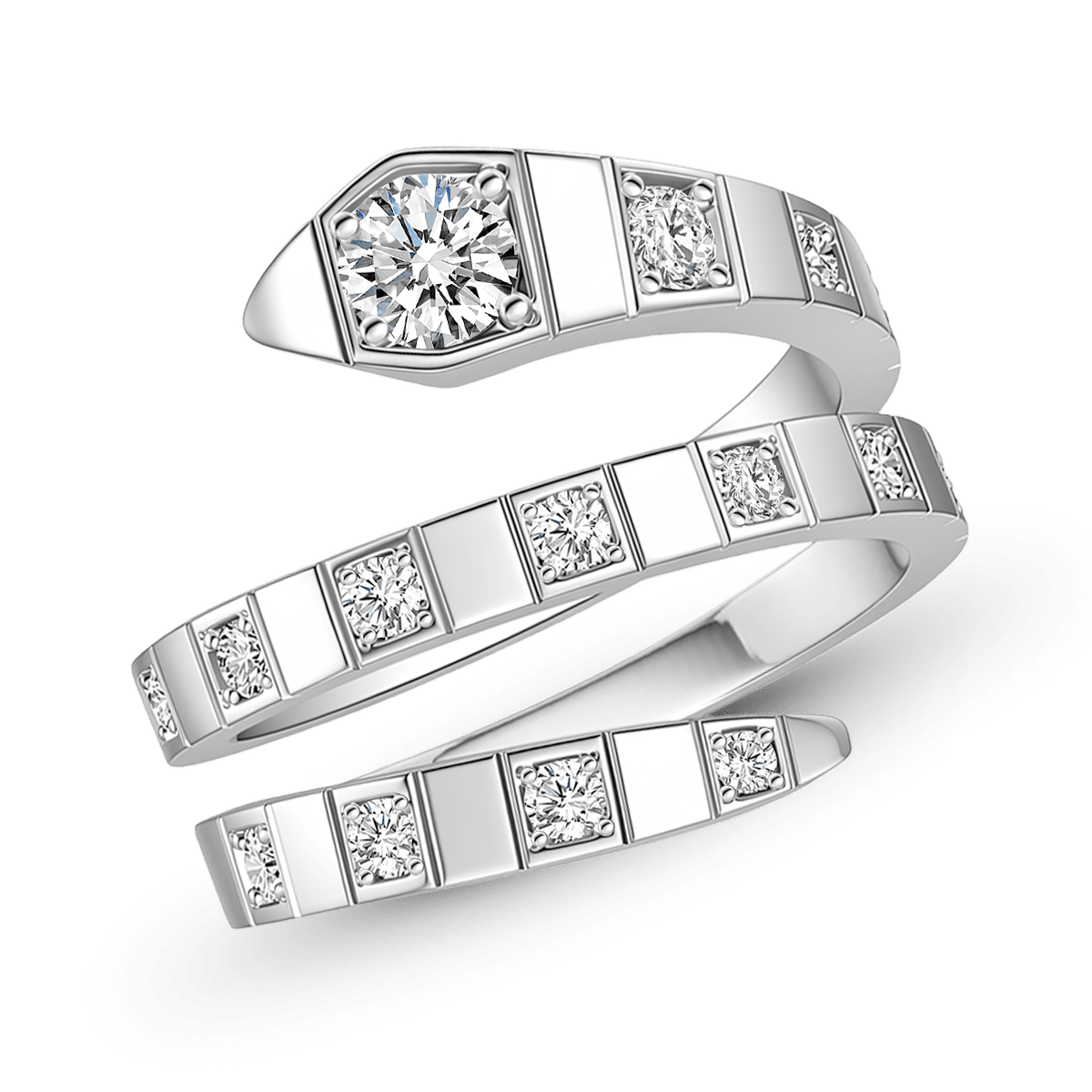 Gnoce Coiled Snake Wrap Ring Platinum-plated Silver Blend_5