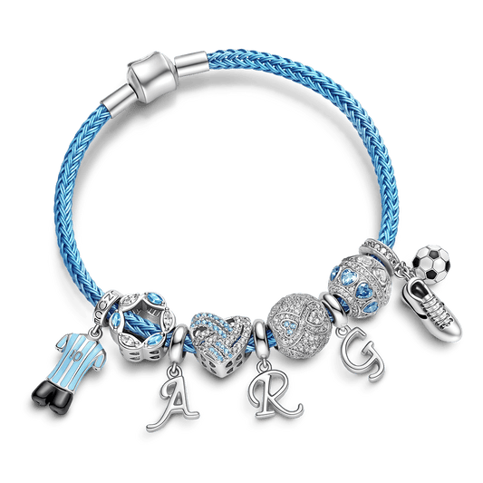 Gnoce Argentinian Style Sky Blue Soccer Jersey Sneaker Charm Bracelet_1