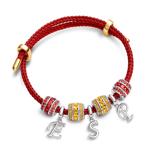 Gnoce Spanish Style Red Yellow Bead Charm Bracelet For Soccer Fans_1