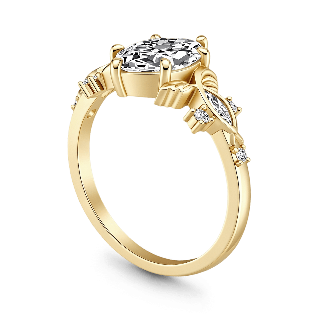 Gnoce Vintage Floral Marquise Cut Engagement Ring_6