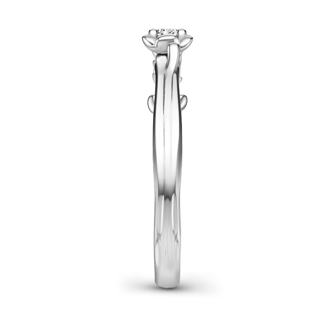 Gnoce Flower Ring Nature Inspired Vine Band Platinum-plated Silver Blend_6