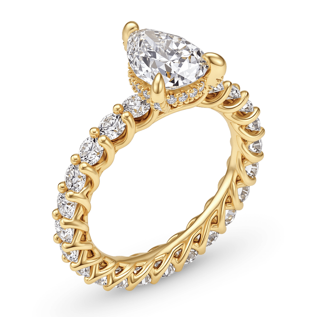 Gnoce Pear Cut Moissanite Diamond Ring_5