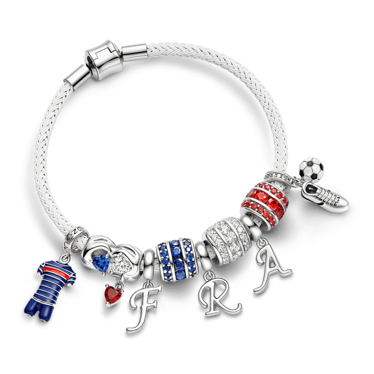 Gnoce French Style Red Blue Soccer Jersey Sneaker Charm Bracelet_1