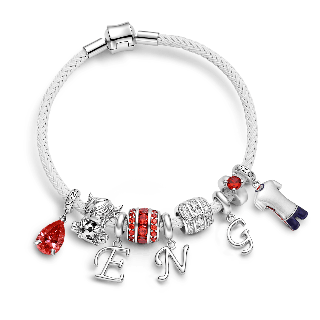 Gnoce England Football Team Jerseys Charm Platinum-plated Silver Blend_6