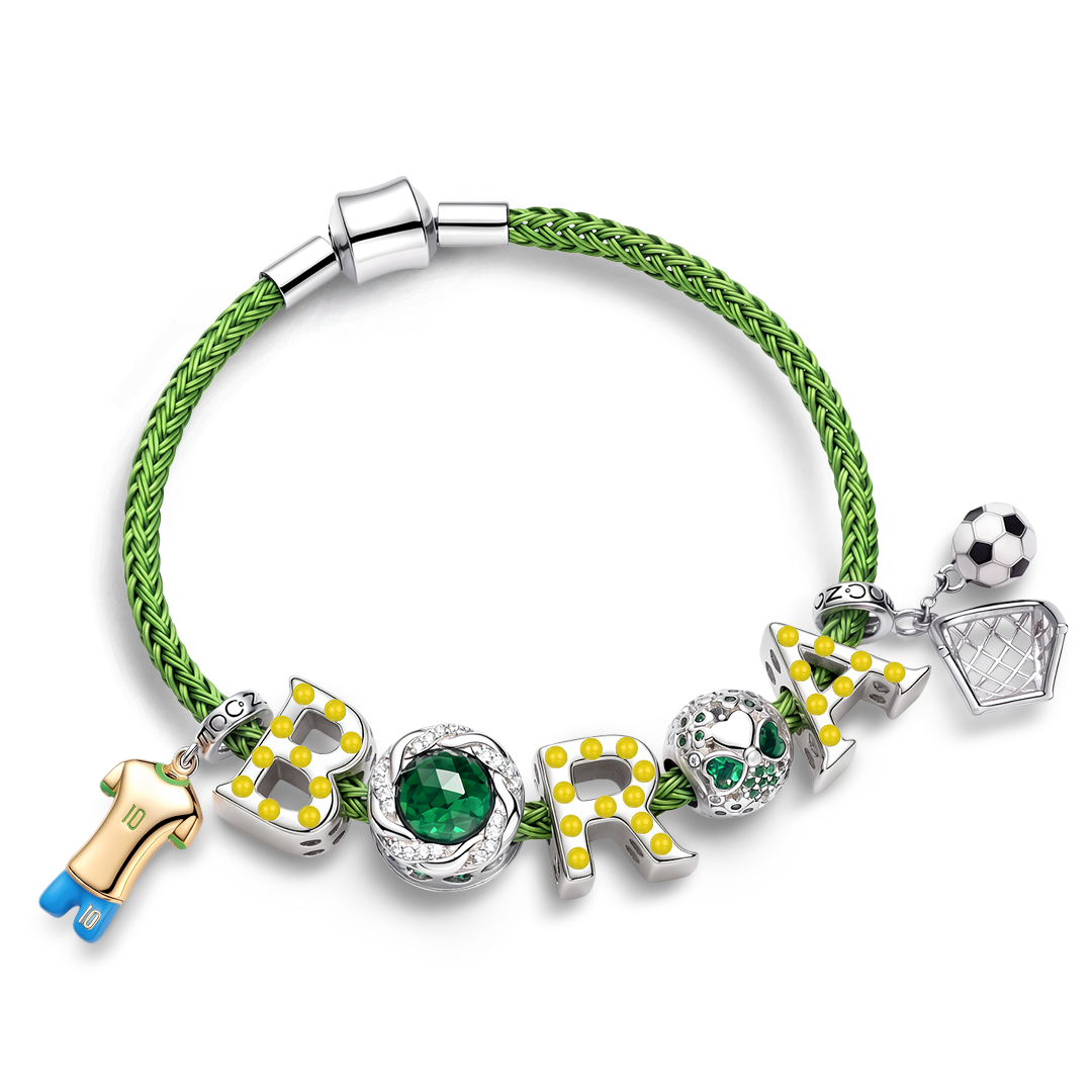 Gnoce Brazilian Soccer Star Jerseys Charm Platinum-plated Silver Blend_7