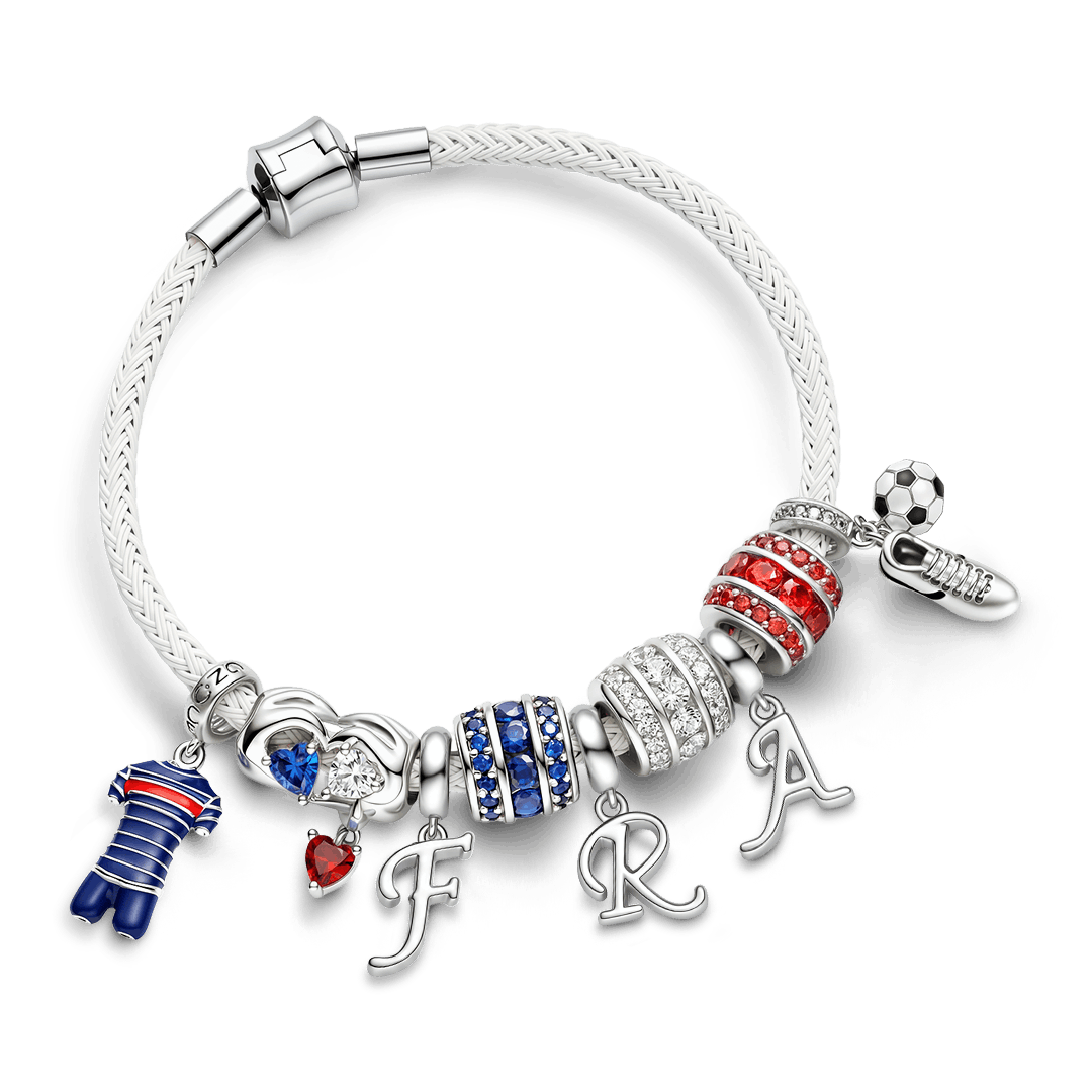 Gnoce France Football Team Jerseys Charm Platinum-plated Silver Blend_6
