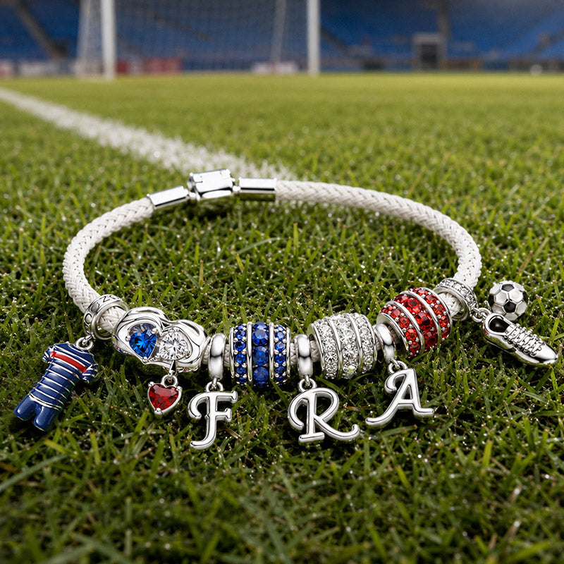 Gnoce France Football Team Jerseys Charm Platinum-plated Silver Blend_7