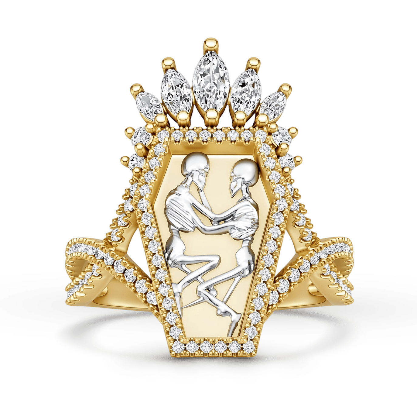 Gnoce Coffin Skeleton Dancers Crown Ring_1