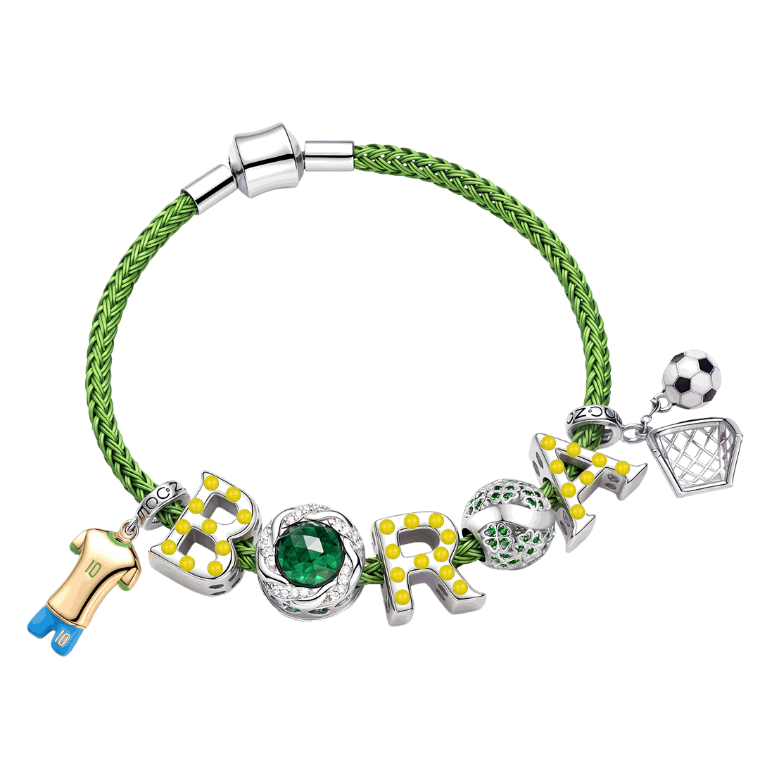 Gnoce Brazilian Style Glow-in-the-Dark Green Soccer Jersey Charm Bracelet_1