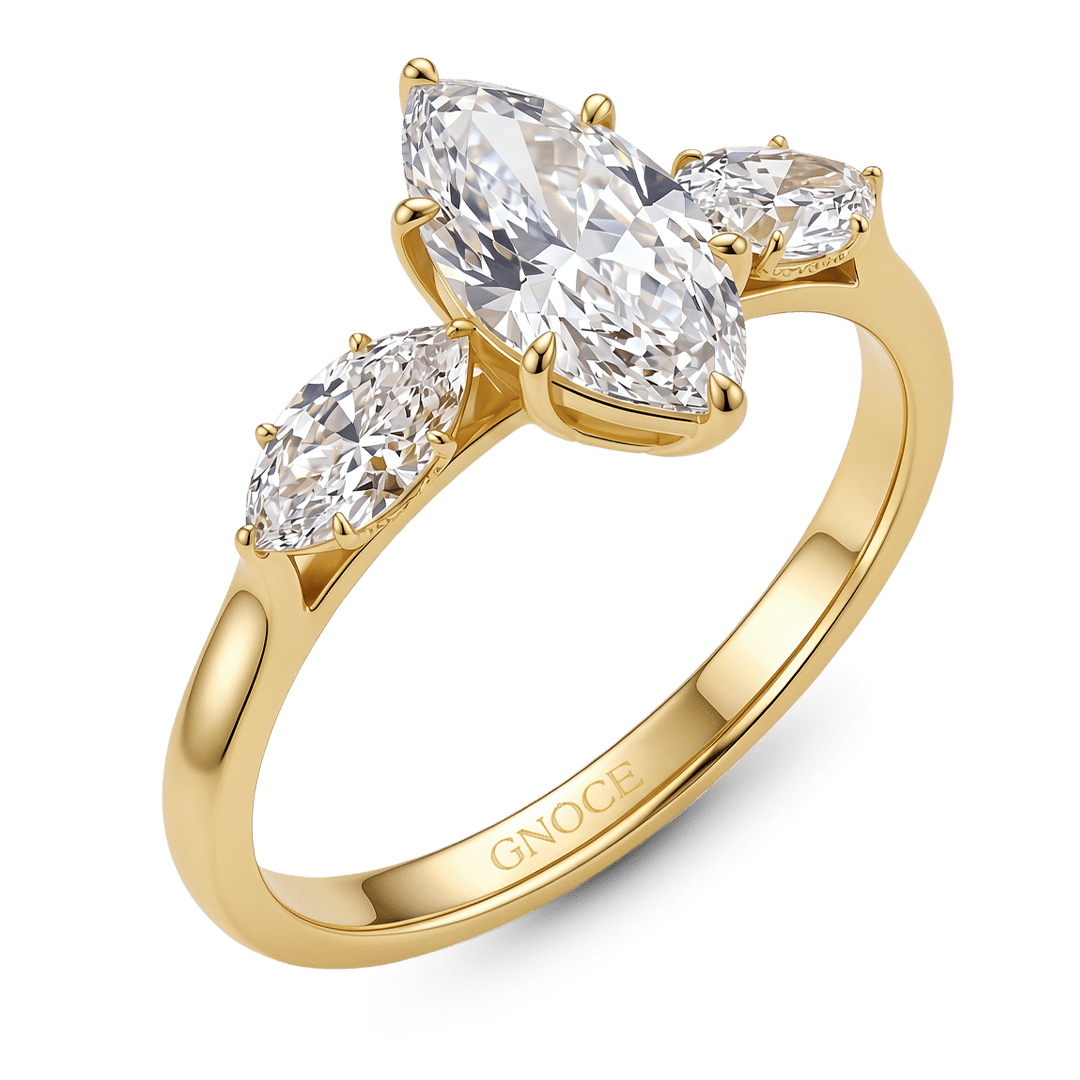 Gnoce Three Marquise Cut Moissanite Ring_4