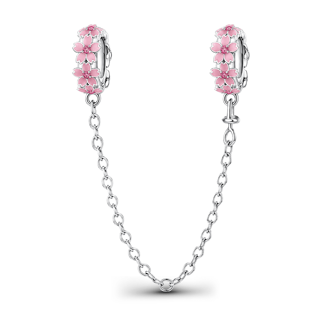 Gnoce Cherry Blossom Safety Chain Charm Platinum-plated Silver Blend_1