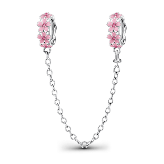 Gnoce Cherry Blossom Safety Chain Charm Platinum-plated Silver Blend_1