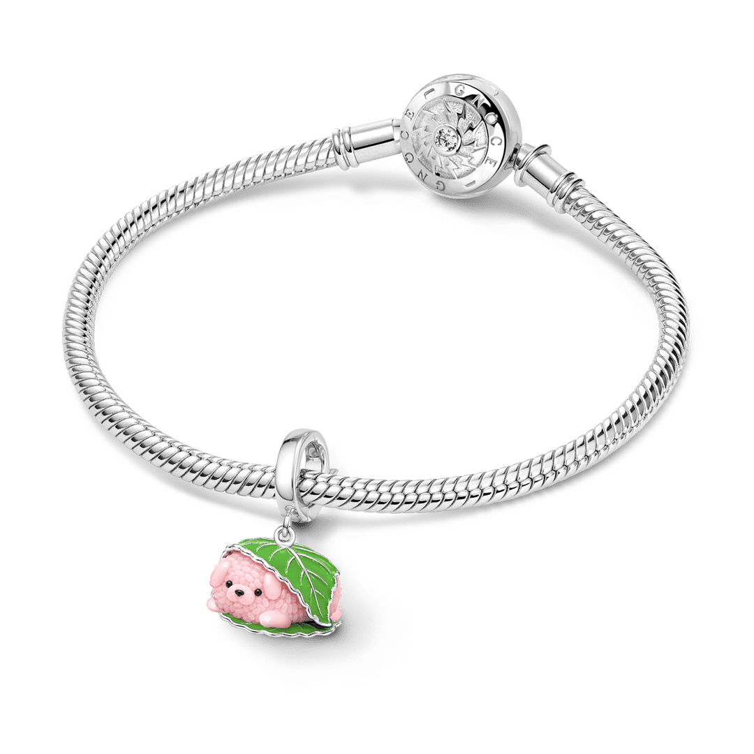 Gnoce Japanese Wagashi Sakura Mochi Charm Platinum-plated Silver Blend_3