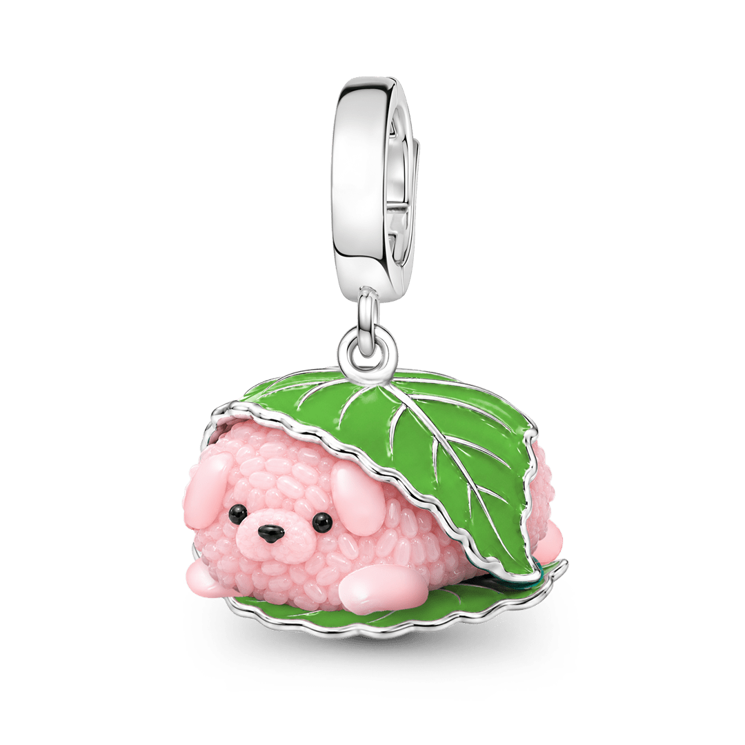 Gnoce Japanese Wagashi Sakura Mochi Charm Platinum-plated Silver Blend_1