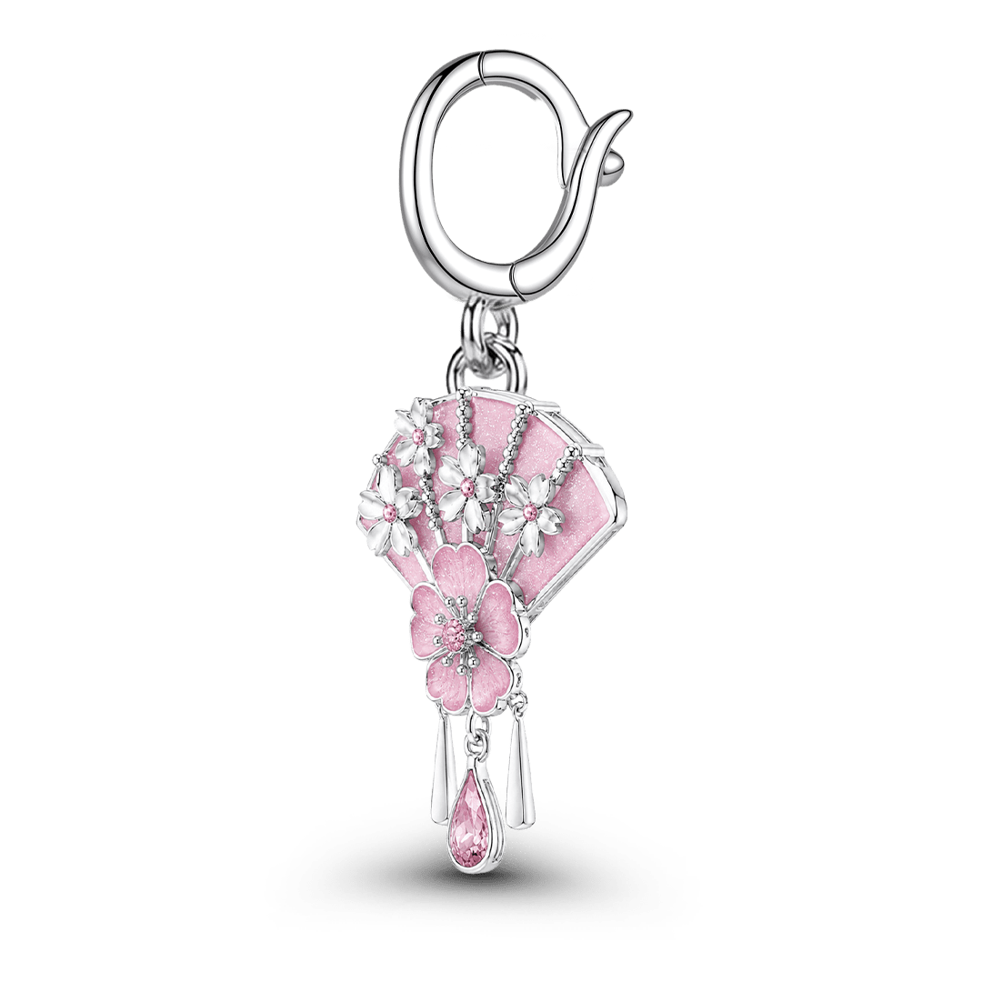 Gnoce Japanese Sakura Fan Charm Platinum-plated Silver Blend_6