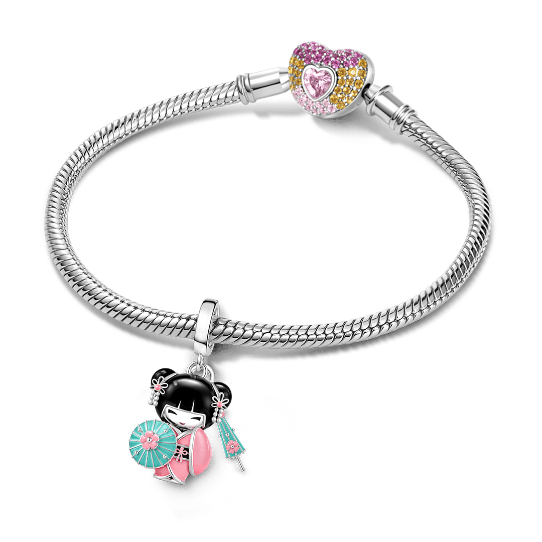 Gnoce Japanese Kimono Geisha Charm Platinum-plated Silver Blend_4