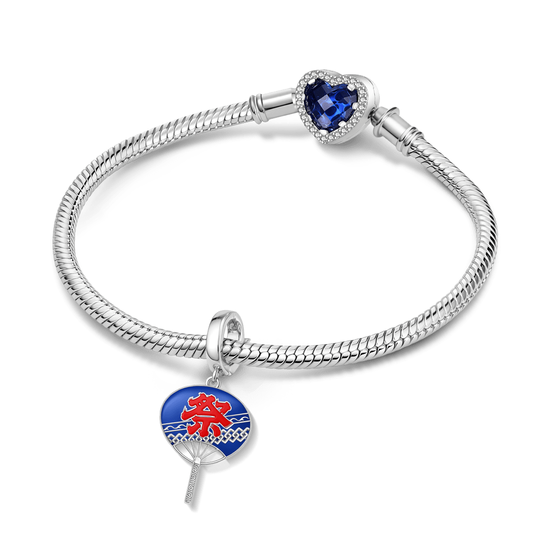 Gnoce Japanese Festival Uchiwa Charm Platinum-plated Silver Blend_4