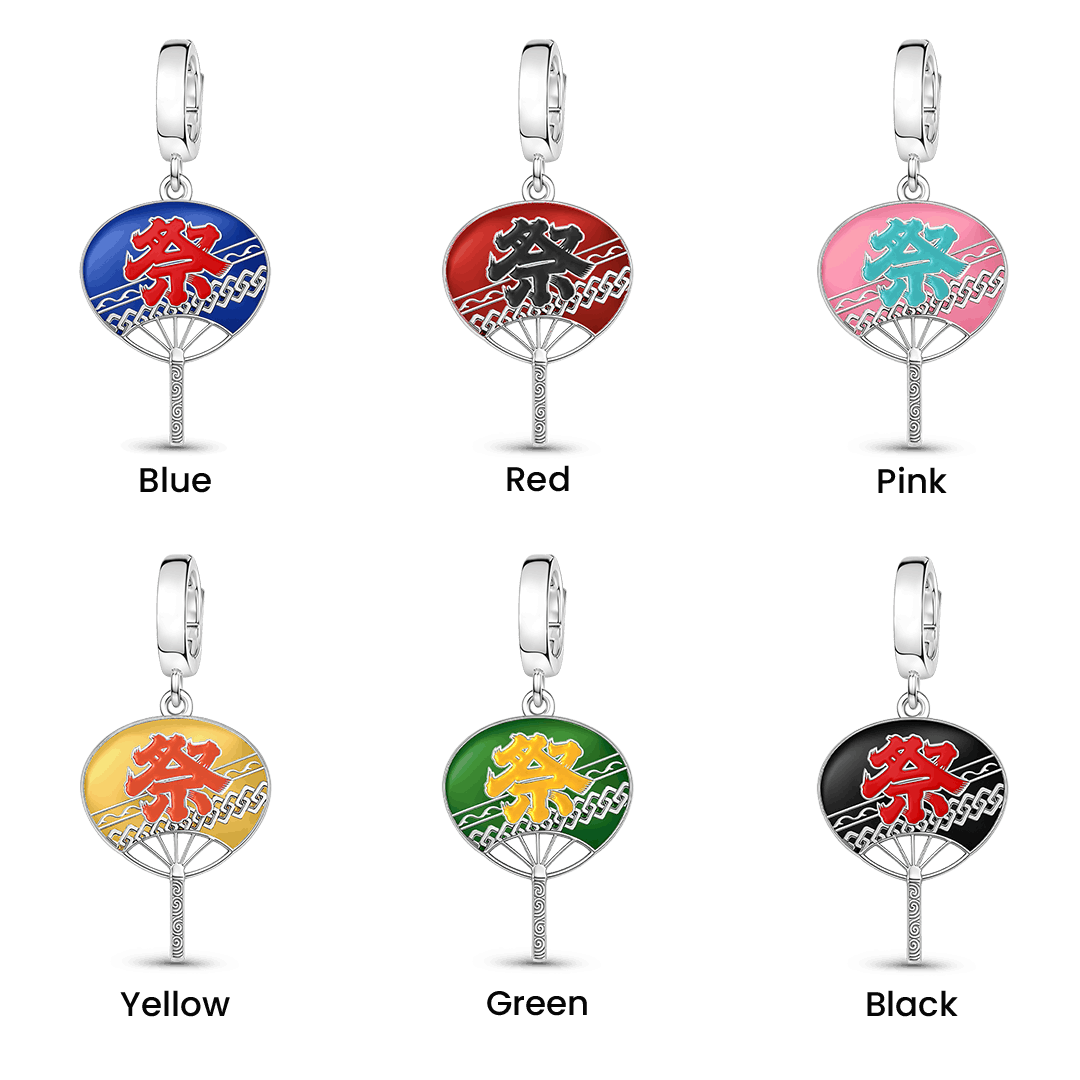 Gnoce Japanese Festival Uchiwa Charm Platinum-plated Silver Blend_2