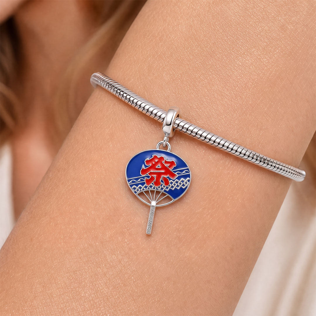 Gnoce Japanese Festival Uchiwa Charm Platinum-plated Silver Blend_3