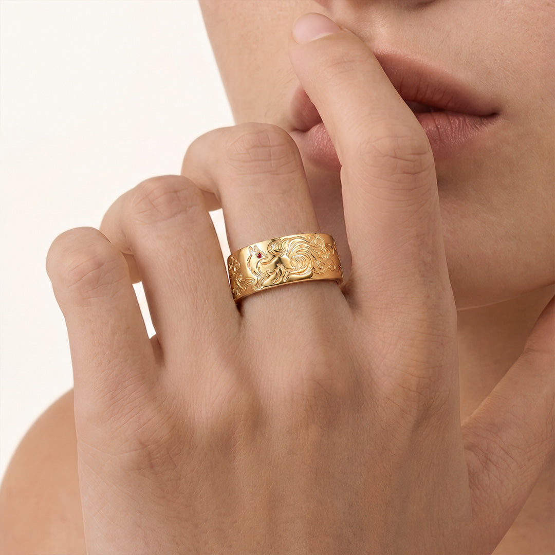 Gnoce Fox Auspicious Clouds Engraved Ring_2