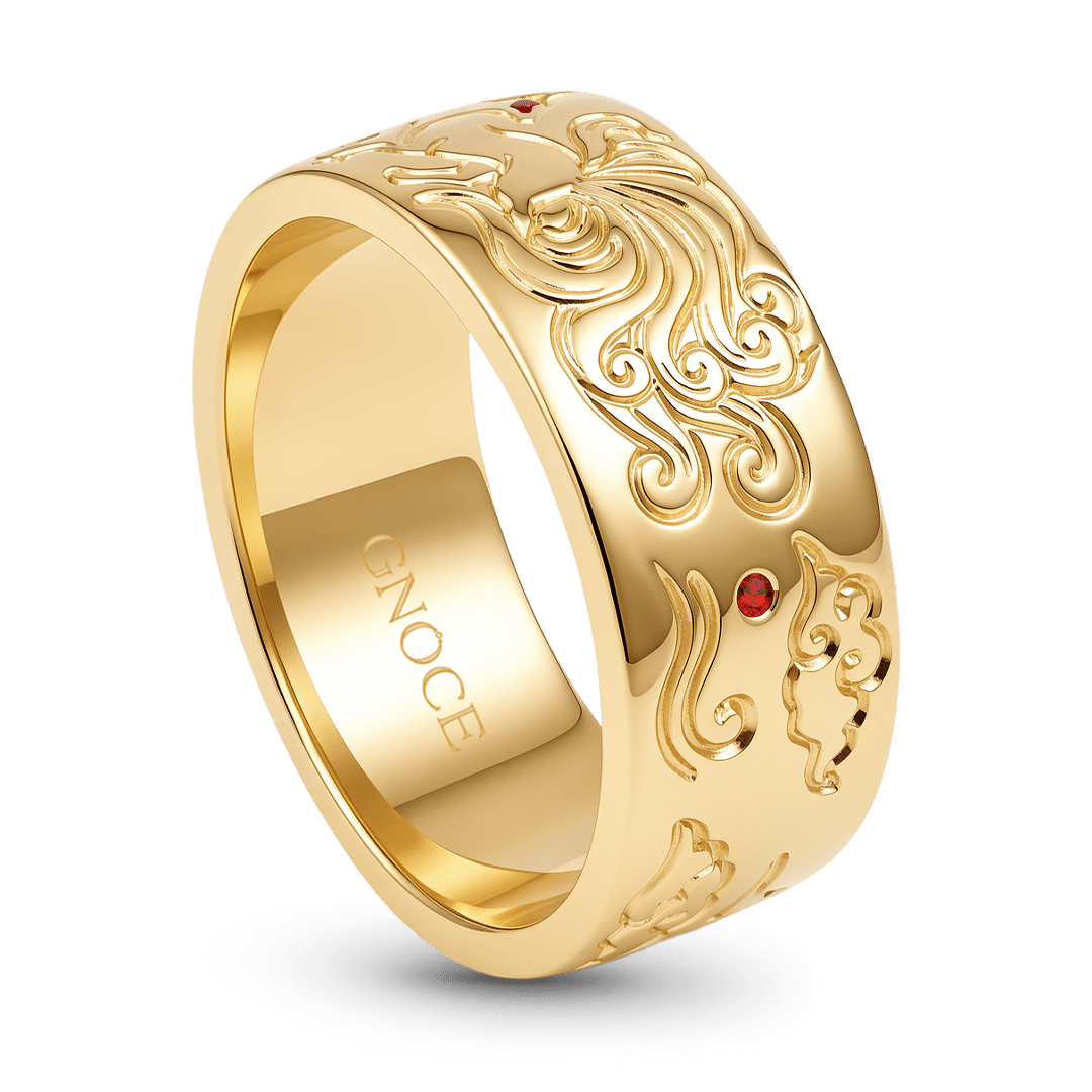 Gnoce Fox Auspicious Clouds Engraved Ring_5