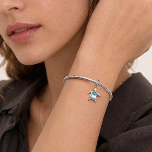 Gnoce Turtle Dangle Charm Platinum-plated Silver Blend_2