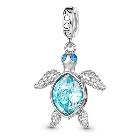 Gnoce Turtle Dangle Charm Platinum-plated Silver Blend_1