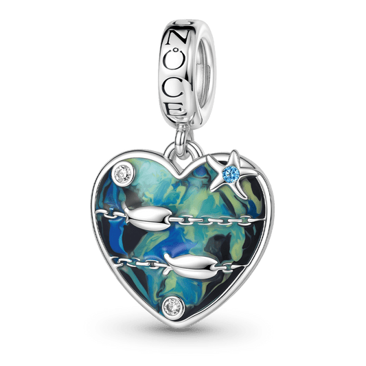 Gnoce Ocean Fish Dangle Charm Platinum-plated Silver Blend_1