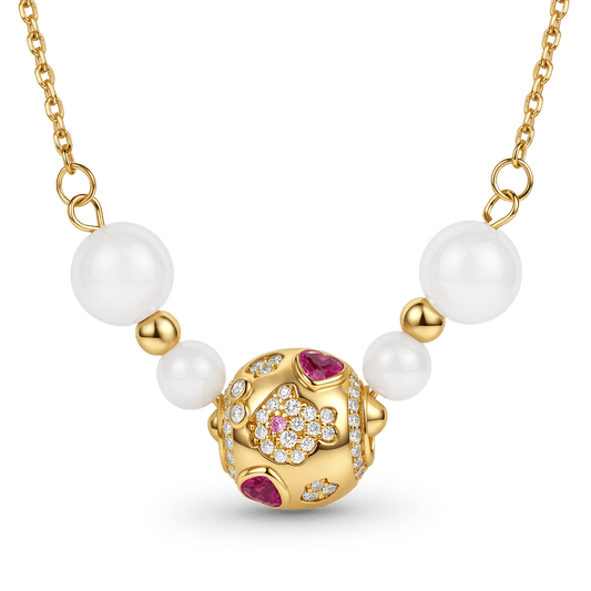 Gnoce Ocean Rose Crystal Necklace 18K Gold-plated Silver Blend_1