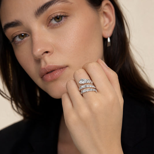 Gnoce Coiled Snake Ring Platinum-plated Silver Blend_2