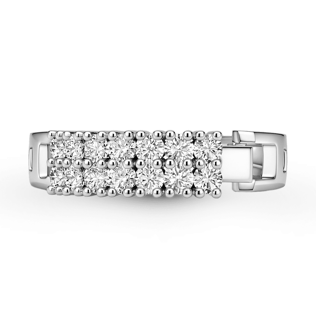 Gnoce Two Row Diamond Inscription Ring Platinum-plated Silver Blend_1