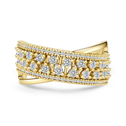 Gnoce Bezel Set Milgrain Crisscross Ring_1