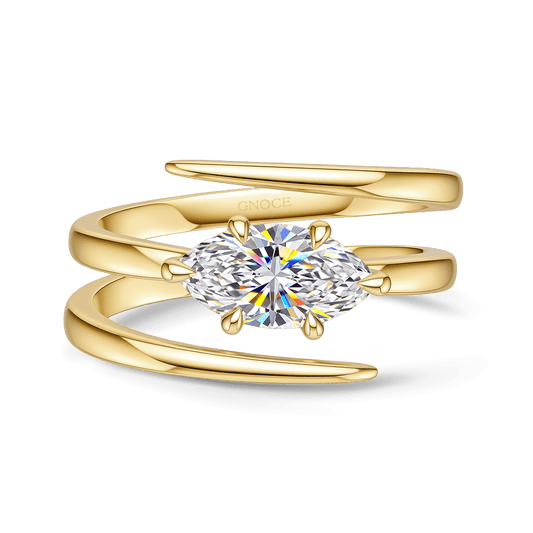 Gnoce Marquise Cut Moissanite Twist Spiral Band Engagement Ring_1