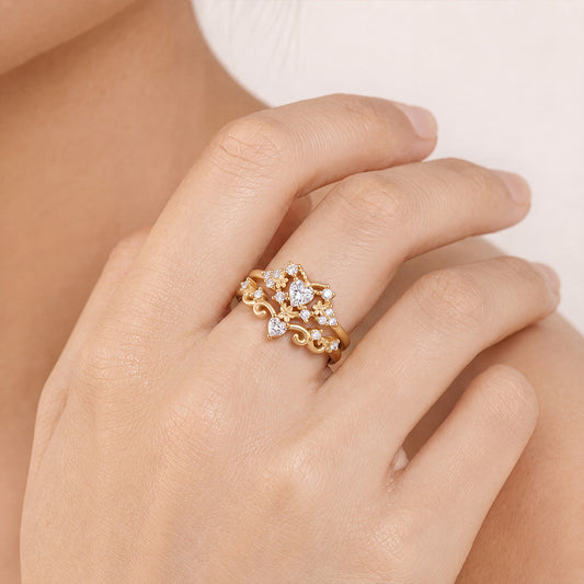 Gnoce Heart Shaped Filigree Bezel Vintage Ring Set_2