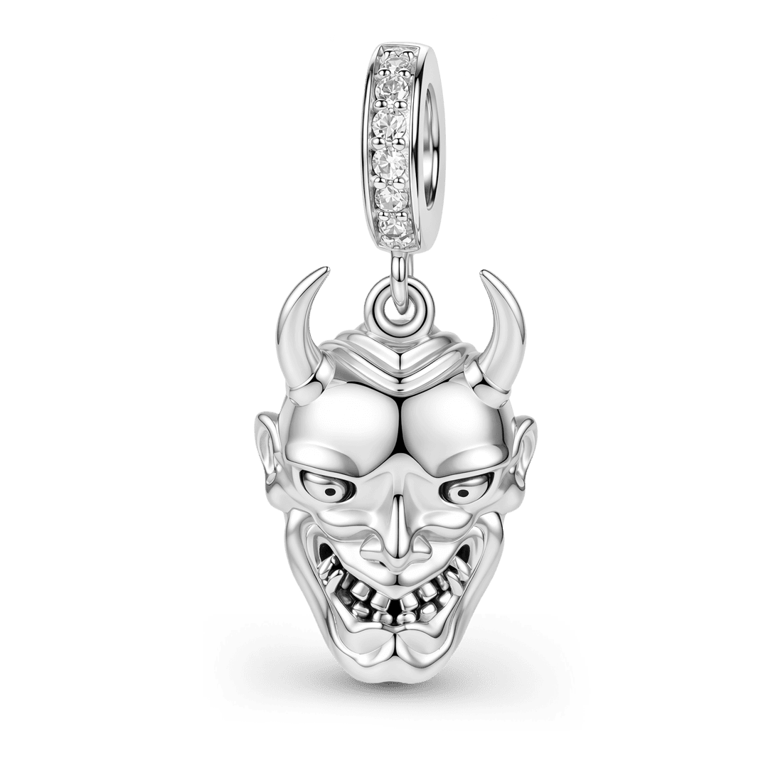 Gnoce "Reveal Your Mask" S925 Sterling Silver Hannya Mask Charm Pendant With CZ Stones_1