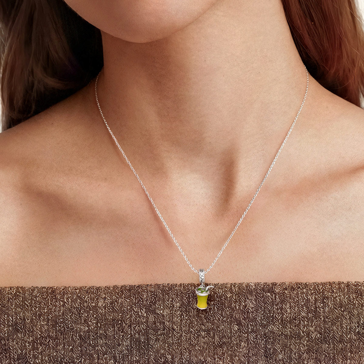 Gnoce Matcha Latte Dangle Charm Platinum-plated Silver Blend_2
