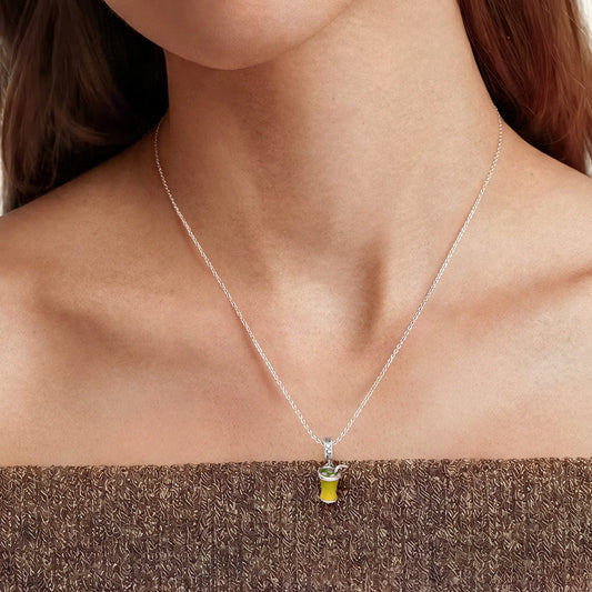 Gnoce Matcha Latte Dangle Charm Platinum-plated Silver Blend_2