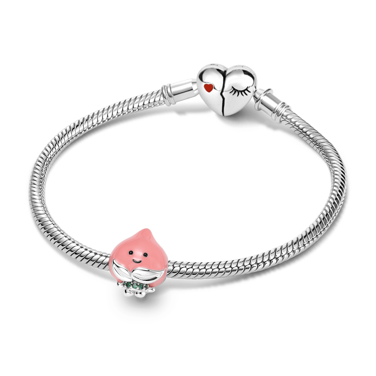 Gnoce Peach Doll Stoppers Charm Platinum-plated Silver Blend_3
