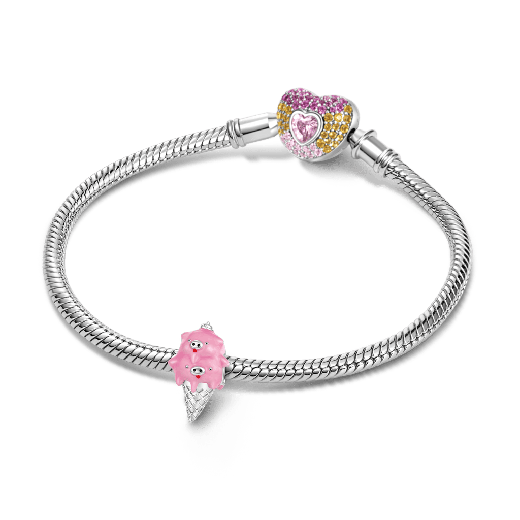 Gnoce Double Pig Ice Cream Beads Platinum-plated Silver Blend_3