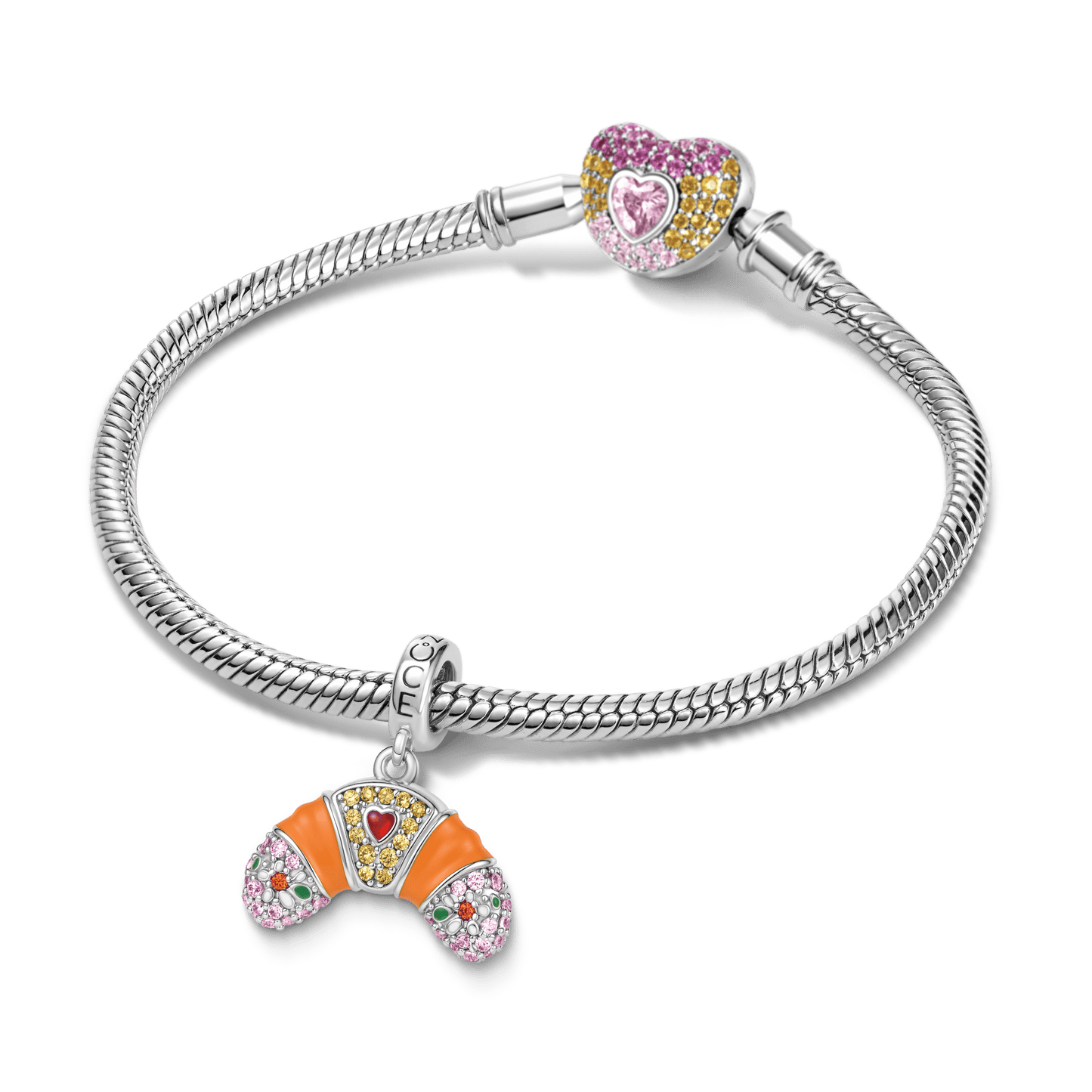 Gnoce Croissant Dangle Charm Platinum-plated Silver Blend_3