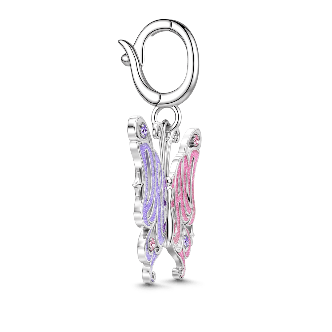 Gnoce Dream Big Butterfly Clasp Dangle Charm Platinum-plated Silver Blend_6