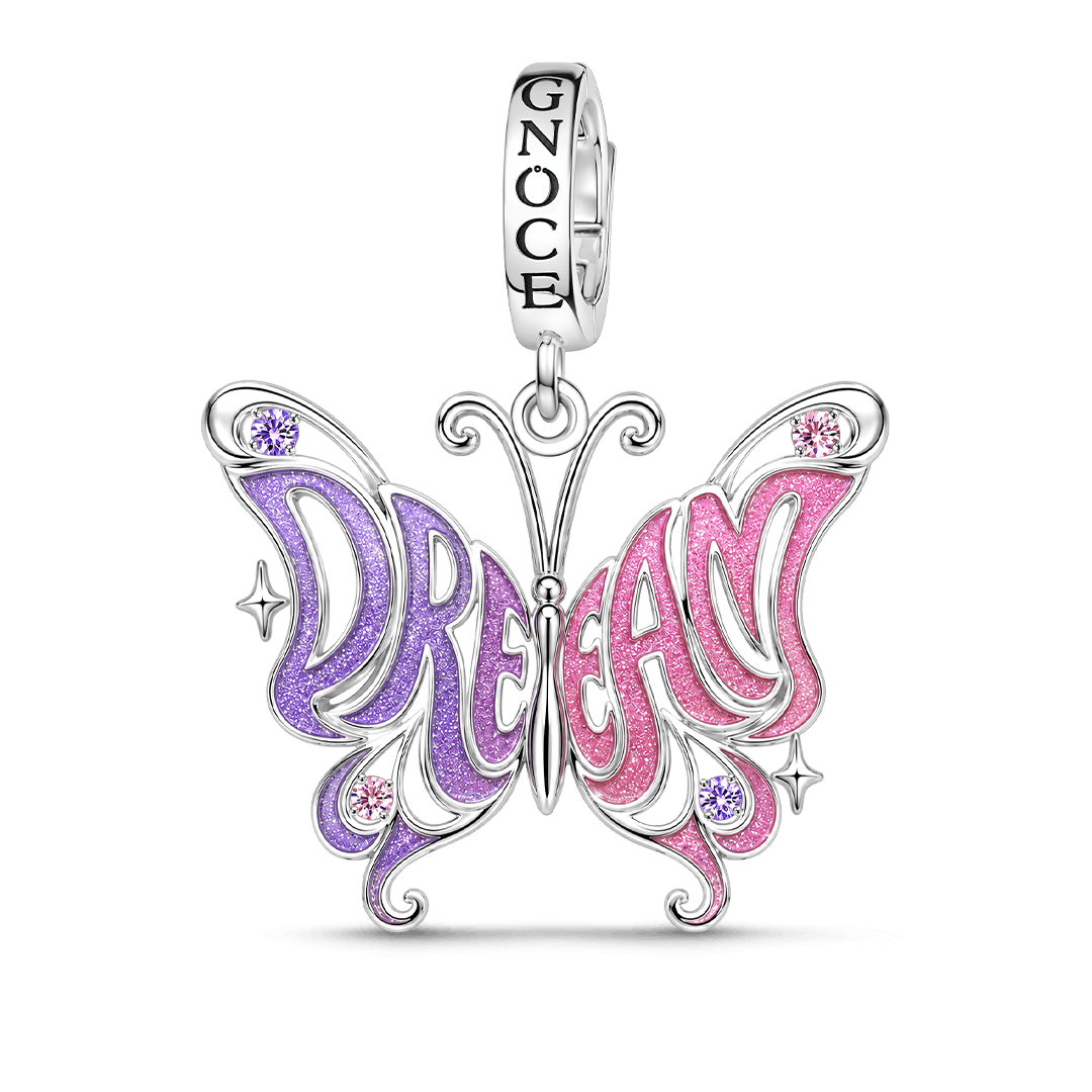 Gnoce Dream Big Butterfly Clasp Dangle Charm Platinum-plated Silver Blend_1