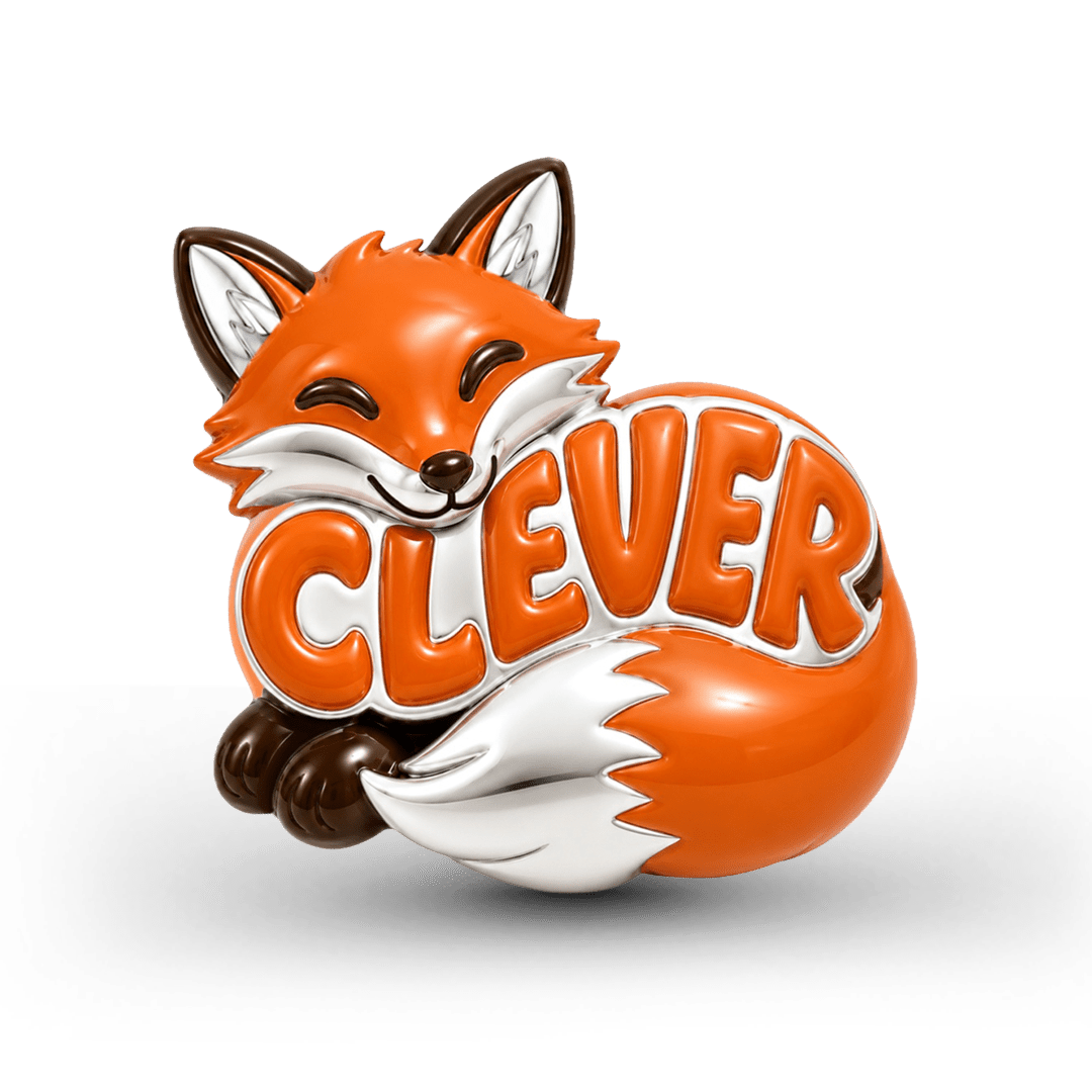 Gnoce Stay Clever Fox Charm Bead Platinum-plated Silver Blend_1